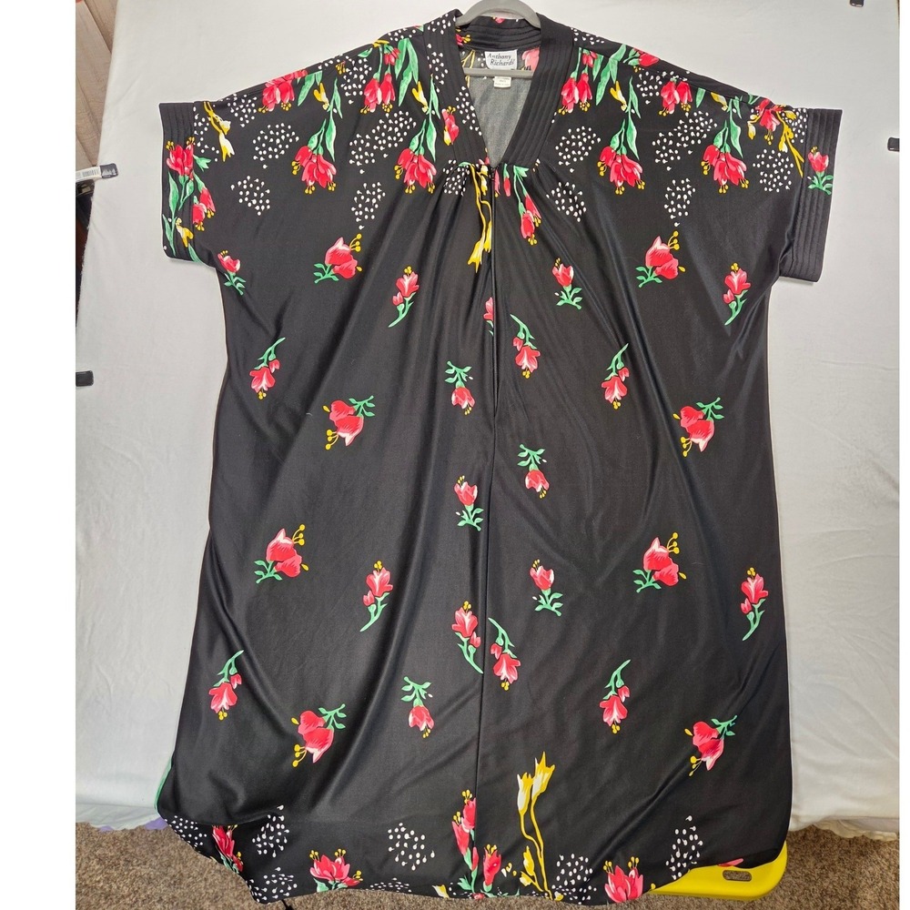 Anthony Richards 3X Floral Muu Muu House Dress Plus Size Black Red 3X Romantic